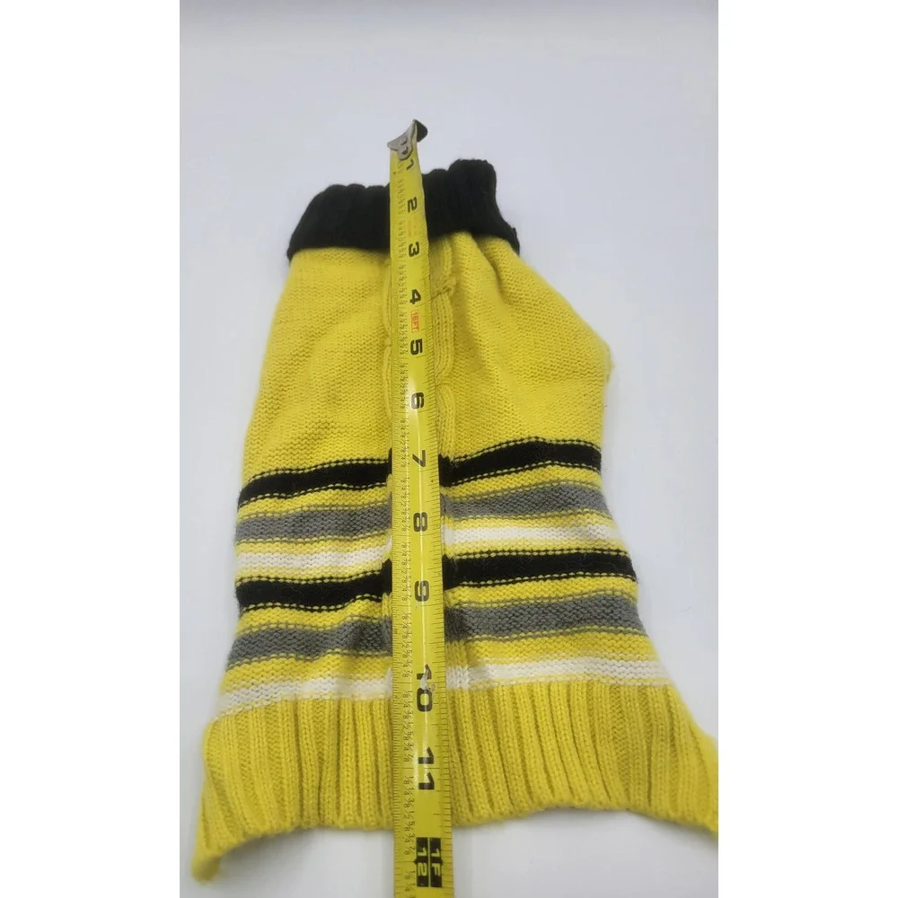 Yellow Striped Cable Knit Dog Sweater Turtleneck Small Black Grey White Pet Vest
